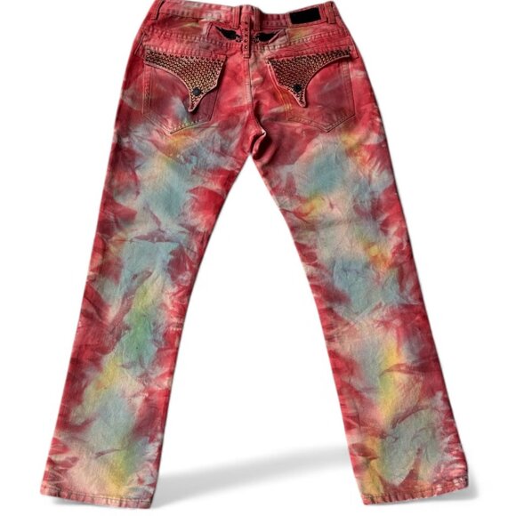 Robin’s Jean Silverado Dark Multicolor Flare Studded Unisex Jeans Size 34 NWT - Picture 4 of 16